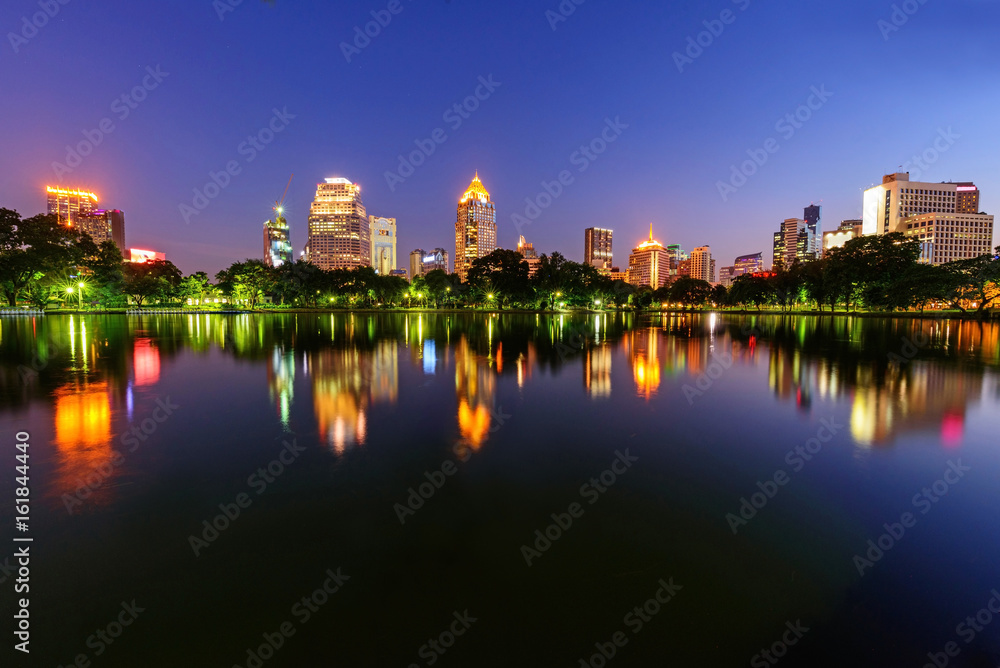 lake view of city in twilight time