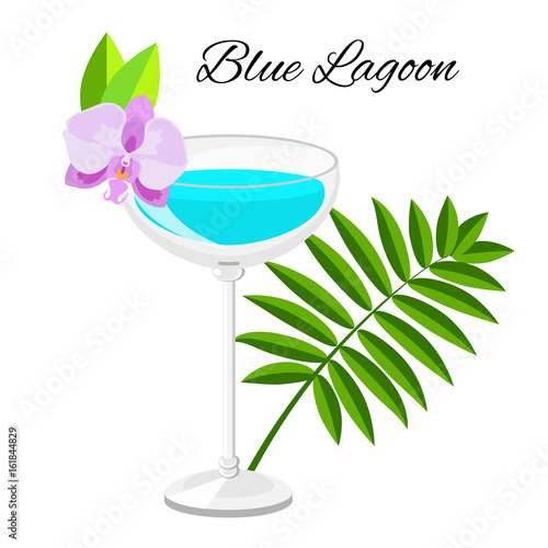 Blue Lagoon cocktail  isolated on white