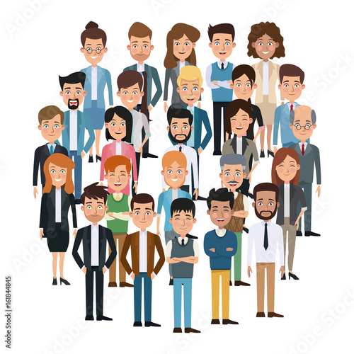 white background full body executive people meeting for characters business