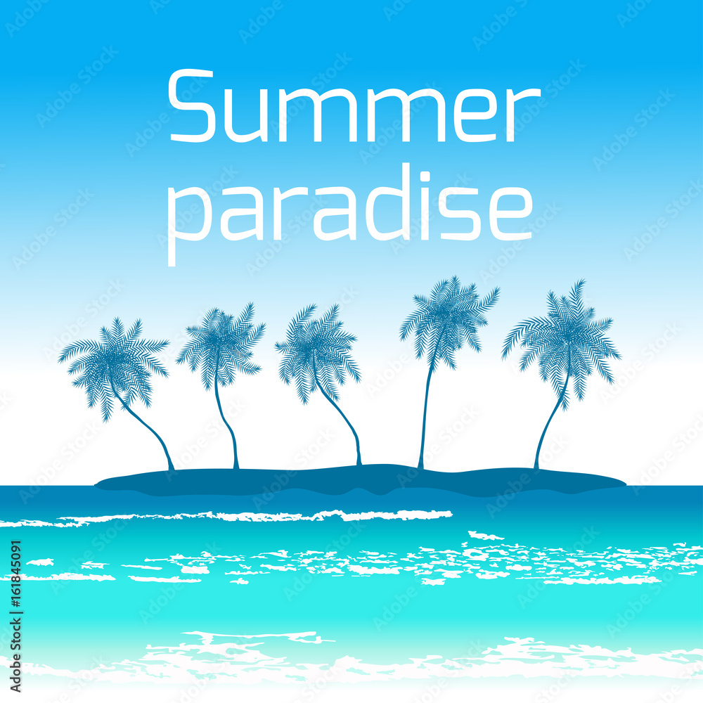 Fototapeta premium Seaside background with palms and blue sky