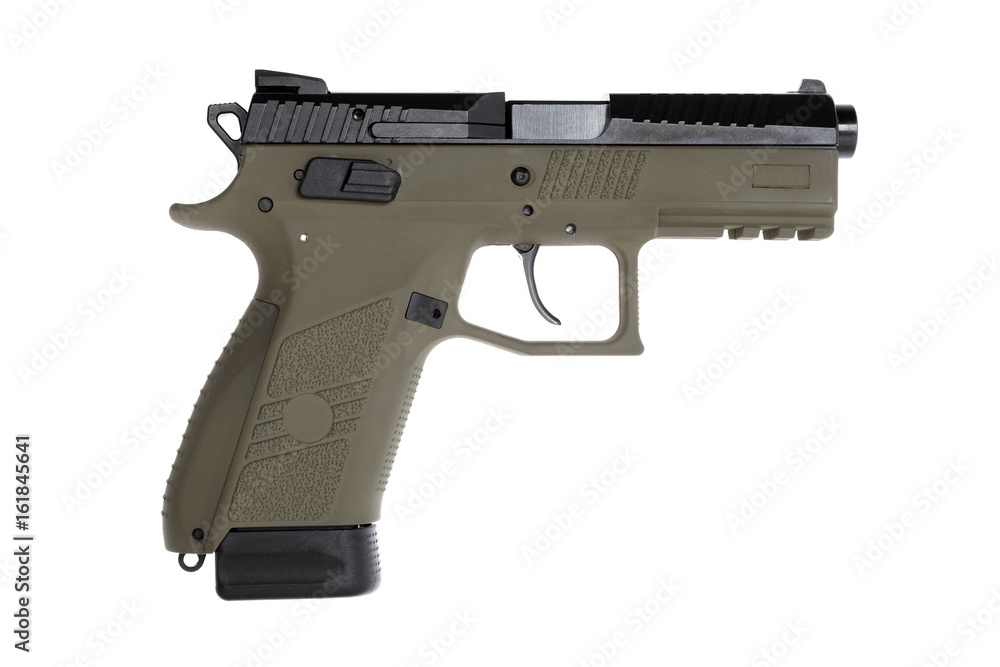 Green pistol isolated on white Green pistol isolated on white