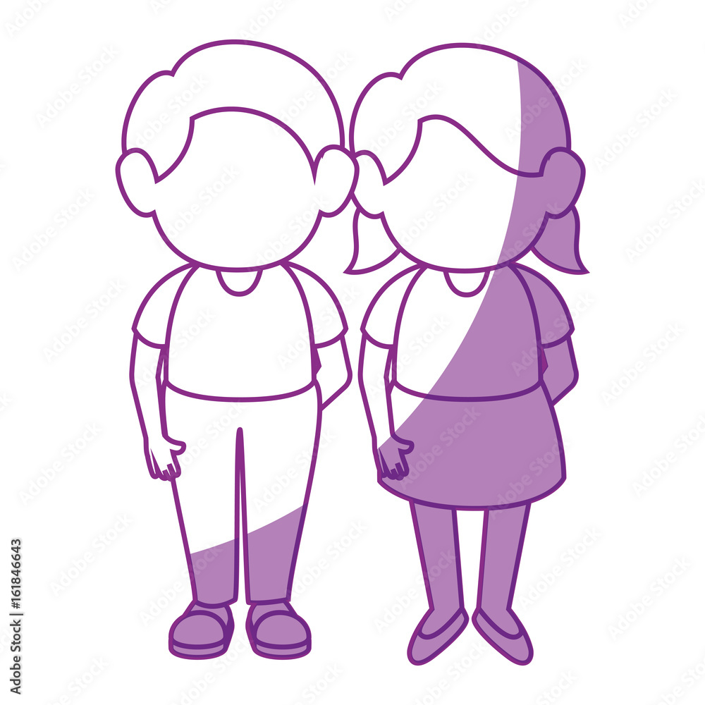 girl and boy stand up icon vector illustration graphic design girl and boy stand up icon vector illustration graphic design