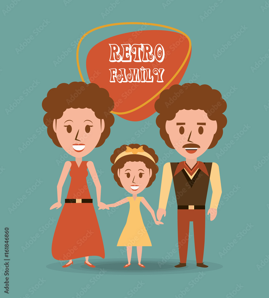 retro family parents with their daughter vector illustration retro family parents with their daughter vector illustration