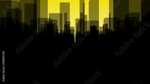 Flythrough a  dark Virtual City with a Background in Yellow, useful for TV-Shows, Broadcasting, Events, Stage Backgrounds and many other applications...