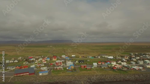 Aerial view of an Eyrarbakki village, Iceland. photo