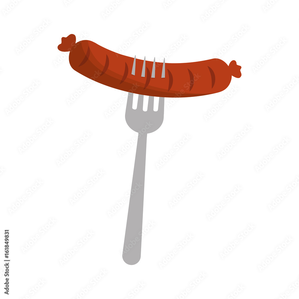 fork with sausage icon over white background vector illustration fork with sausage icon over white background vector illustration