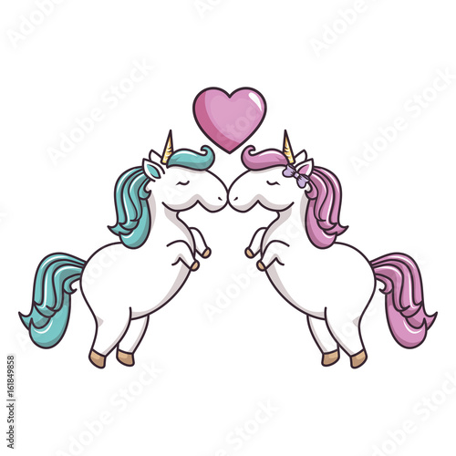 two unicorns in love icon vector illustration graphic design © Gstudio