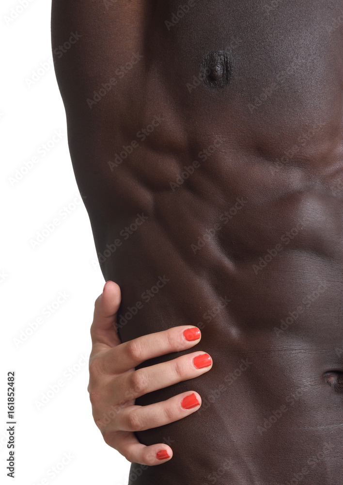 Naklejka premium A hand that caresses abs