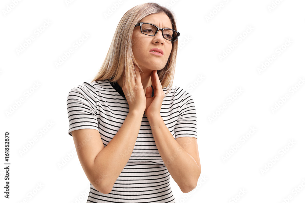 Young woman having a sore throat Young woman having a sore throat