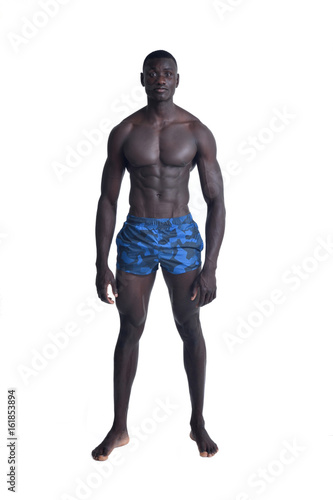 full portrait african man on white photo