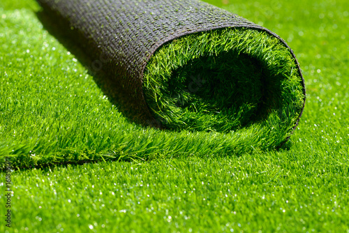 artificial rolled green grass photo