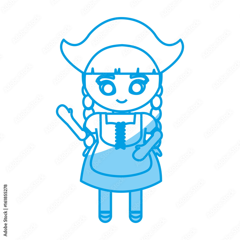 girl wearing bavarian costume icon over white background vector illustration