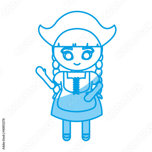 girl wearing bavarian costume icon over white background vector illustration