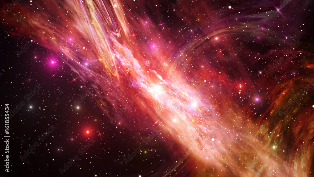 Fototapeta premium Universe with Galaxy, Stars and Colorful Nebula on Dark Starry Background 3D illustration