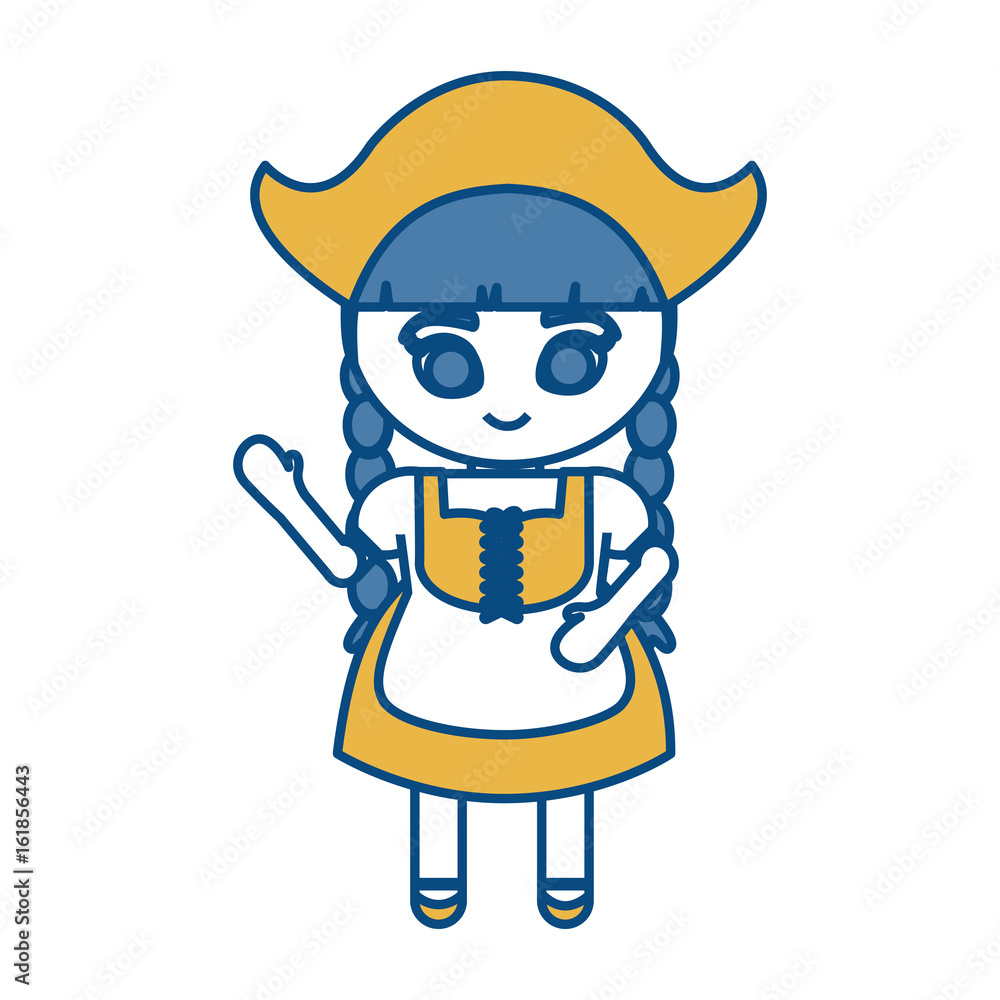 Fototapeta premium girl wearing bavarian costume icon over white background vector illustration