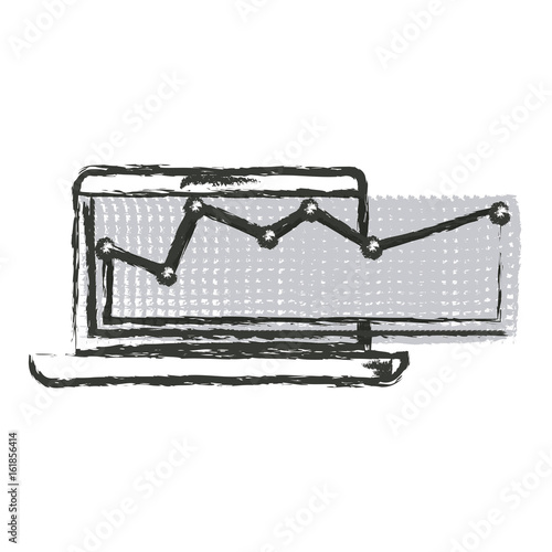 monochrome blurred silhouette of laptop computer and financial risk graphic vector illustration © grgroup