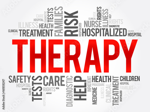 Therapy word cloud collage, health concept background
