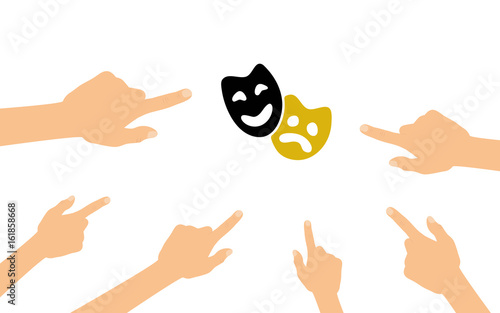 Hände zeigen auf - Masken - Karneval