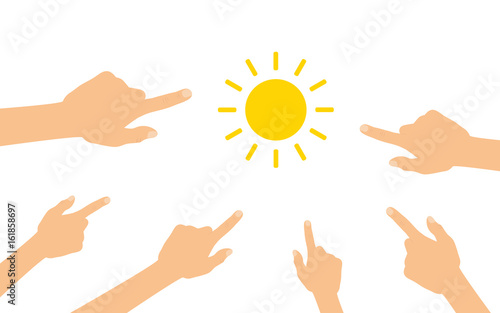 Hände zeigen auf - Sonne