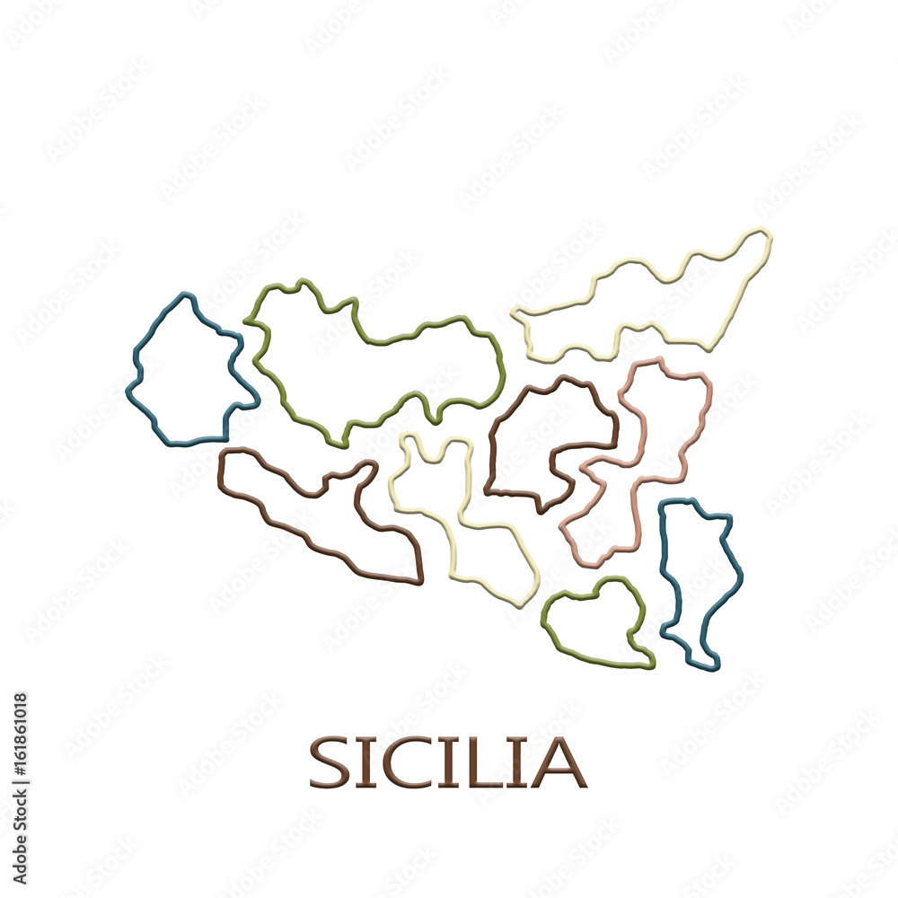 Map of sicily on white background