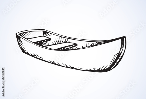 Wooden boat. Vector drawing