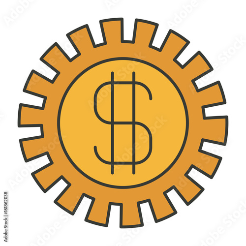 colorful silhouette of pinion with money symbol vector illustration