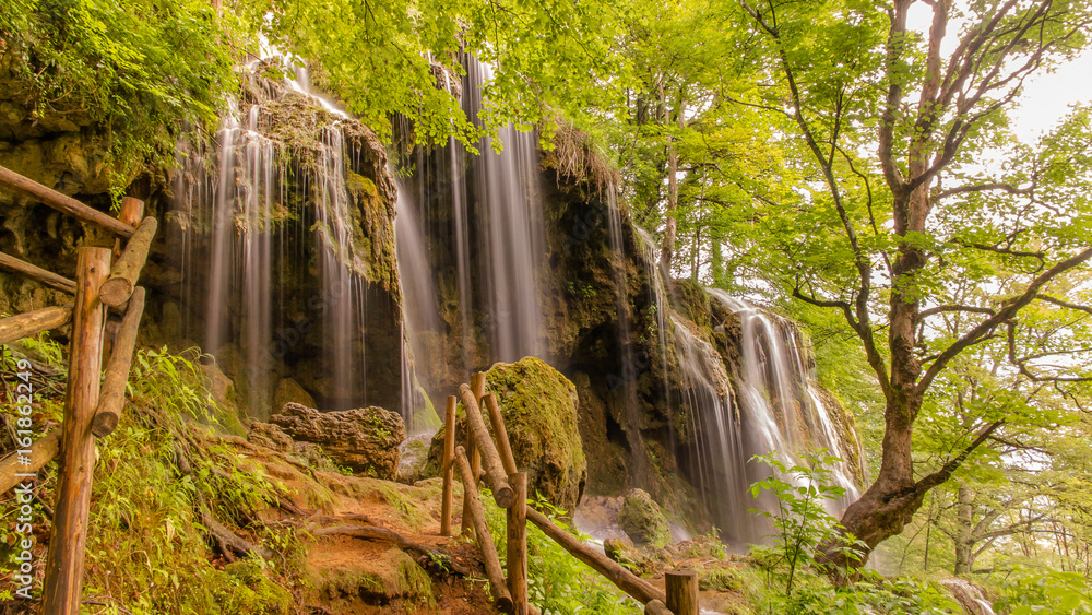 The waterfall to the Holy Trinity monastery in Etropole is also called Varovitetz, where the famous Etropole calligraphy-art school of literature arises. Etropole. Bulgaria