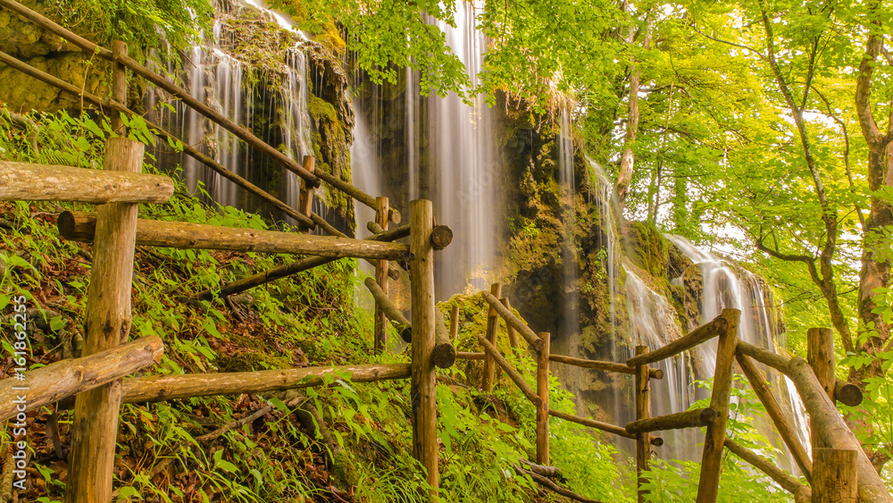 The waterfall to the Holy Trinity monastery in Etropole is also called Varovitetz, where the famous Etropole calligraphy-art school of literature arises. Etropole. Bulgaria The waterfall to the Holy Trinity monastery in Etropole is also called Varovitetz, where the famous Etropole calligraphy-art school of literature arises. Etropole. Bulgaria