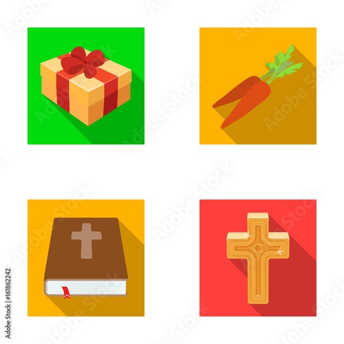 Cross, bible, gift and carrots.Easter set collection icons in flat style vector symbol stock illustration web. photo