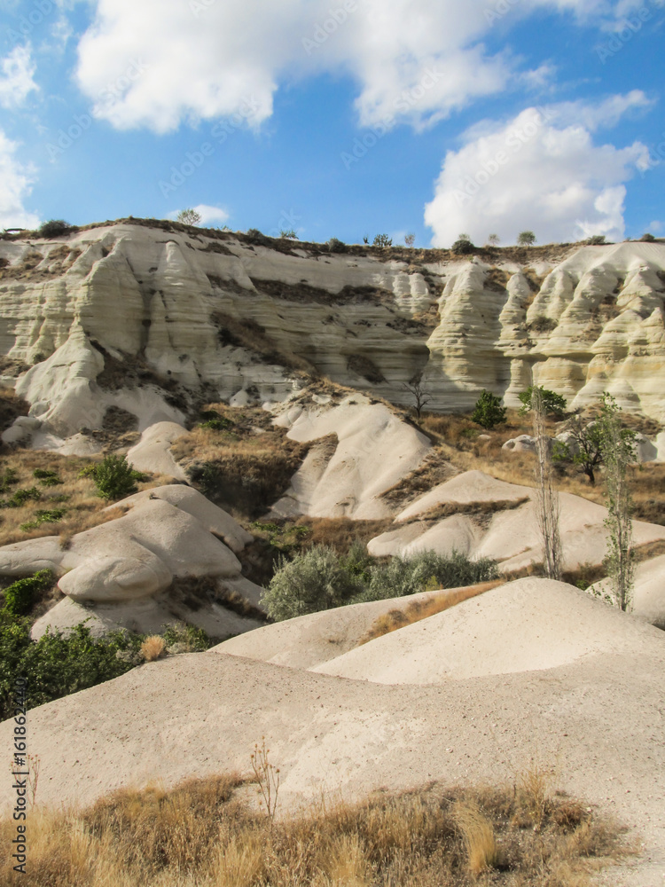 Rock formations in the Love Valley hiking path in Cappadocia
