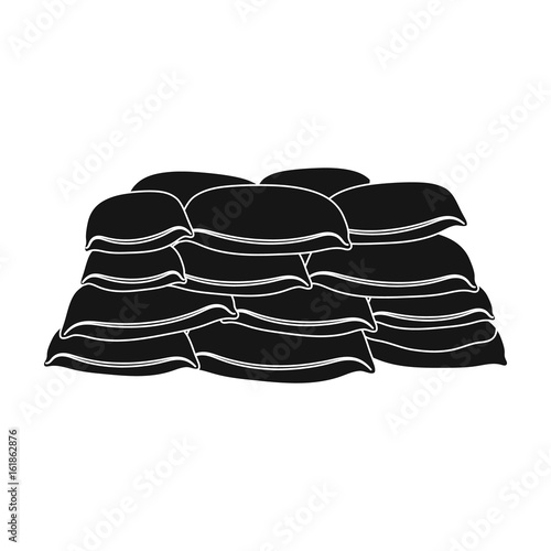 Barricade of bags of sand.Paintball single icon in black style vector symbol stock illustration web.