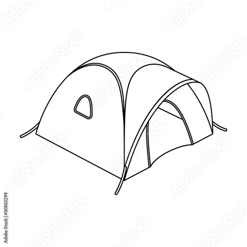 Tent tourist with awning.Tent single icon in outline style vector symbol stock illustration web.