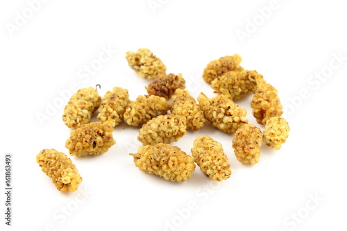 dried white mulberry fruits isolated on a white background