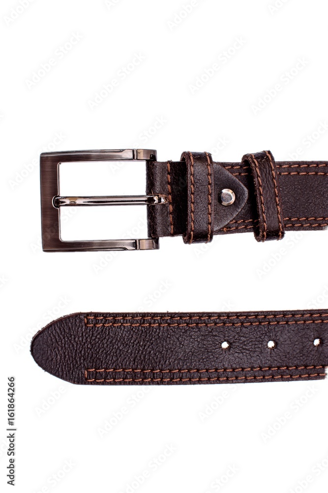 Fashionable men's brown belt isolated on white background Fashionable men's brown belt isolated on white background