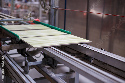 Production line with ceramic tiles