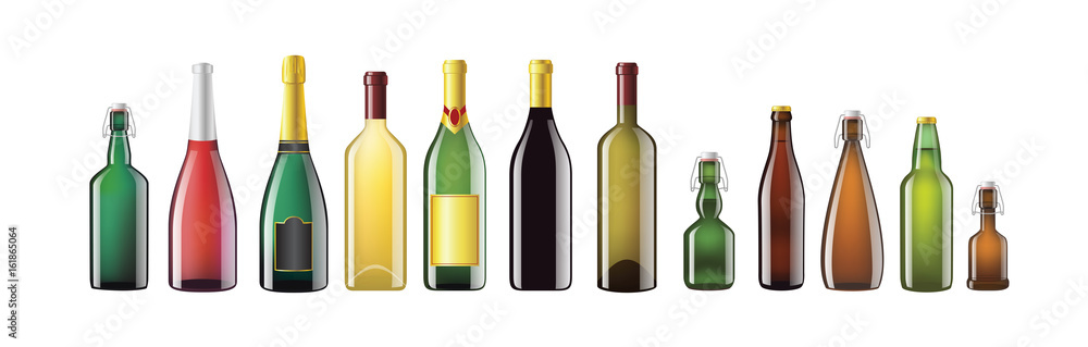 Alcohol Bottles - realistic vector set of objects Alcohol Bottles - realistic vector set of objects