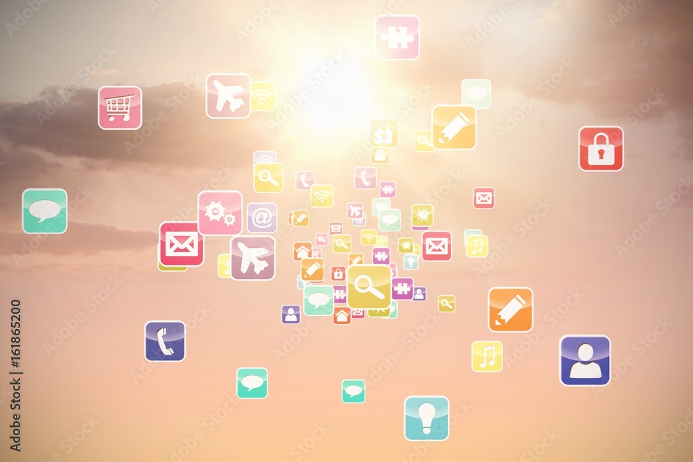 Composite 3d image of colourful computer applications Composite 3d image of colourful computer applications