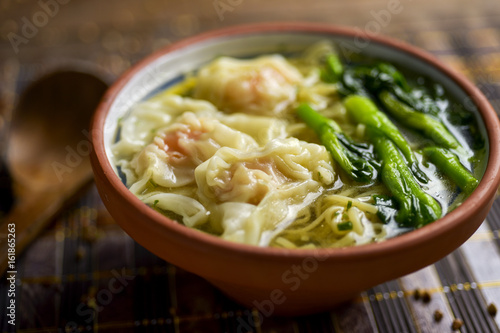 shrimp wonton noodle soup with choy sum