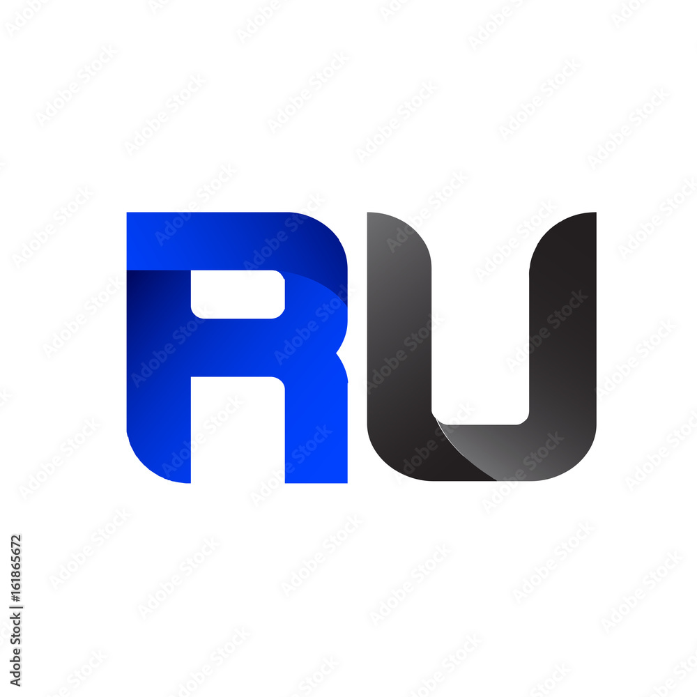 Modern Simple Initial Logo Vector Blue Grey RU