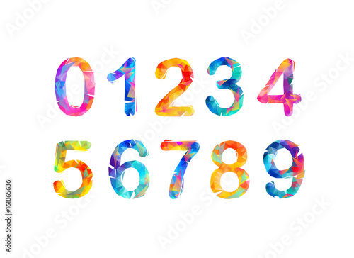 Collection of digits. Geometric numbers. Vector triangular figures