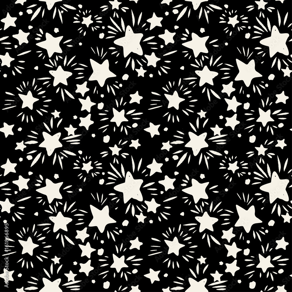 Star Seamless Pattern.Textile ink brush strokes texture in doodle grunge style. Star Seamless Pattern.Textile ink brush strokes texture in doodle grunge style.