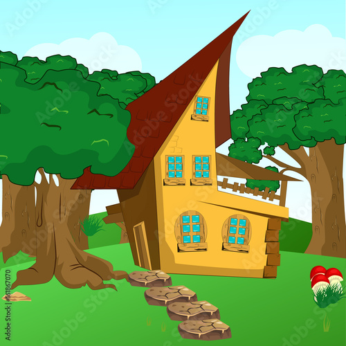 fairy-tale house among trees