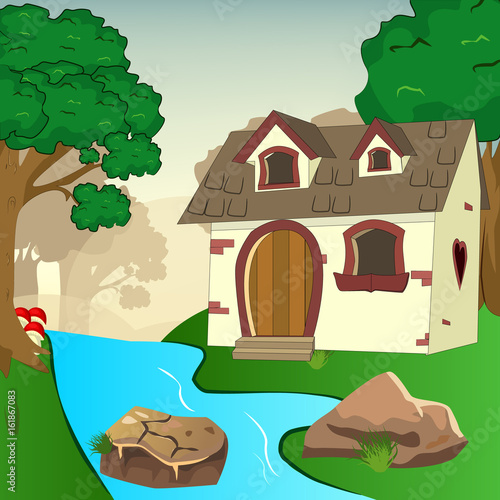 fairy-tale house among trees