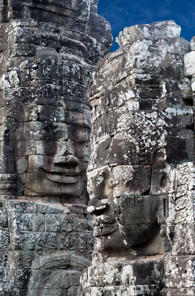Ancient stone relief of Prasat Bayon temple in Angkor Thom, Cambodia