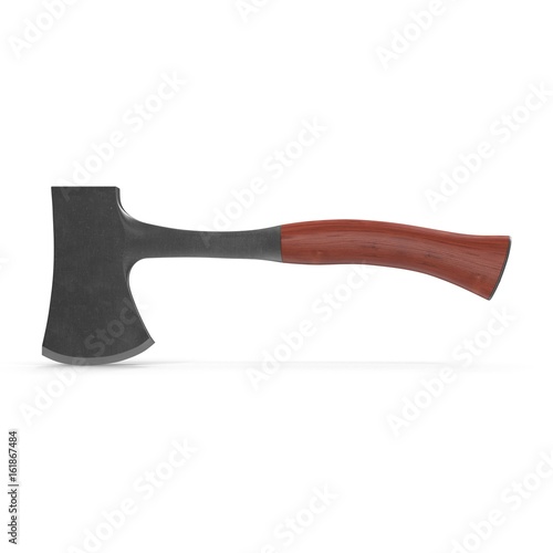 Small handy camping ax isolated on white. 3D illustration