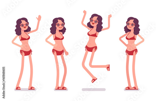 Woman in a bikini set, positive emotions