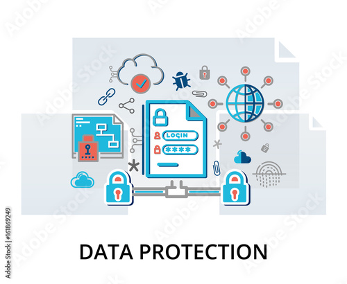 Infographic concept of internet security, network protection and secure online payments