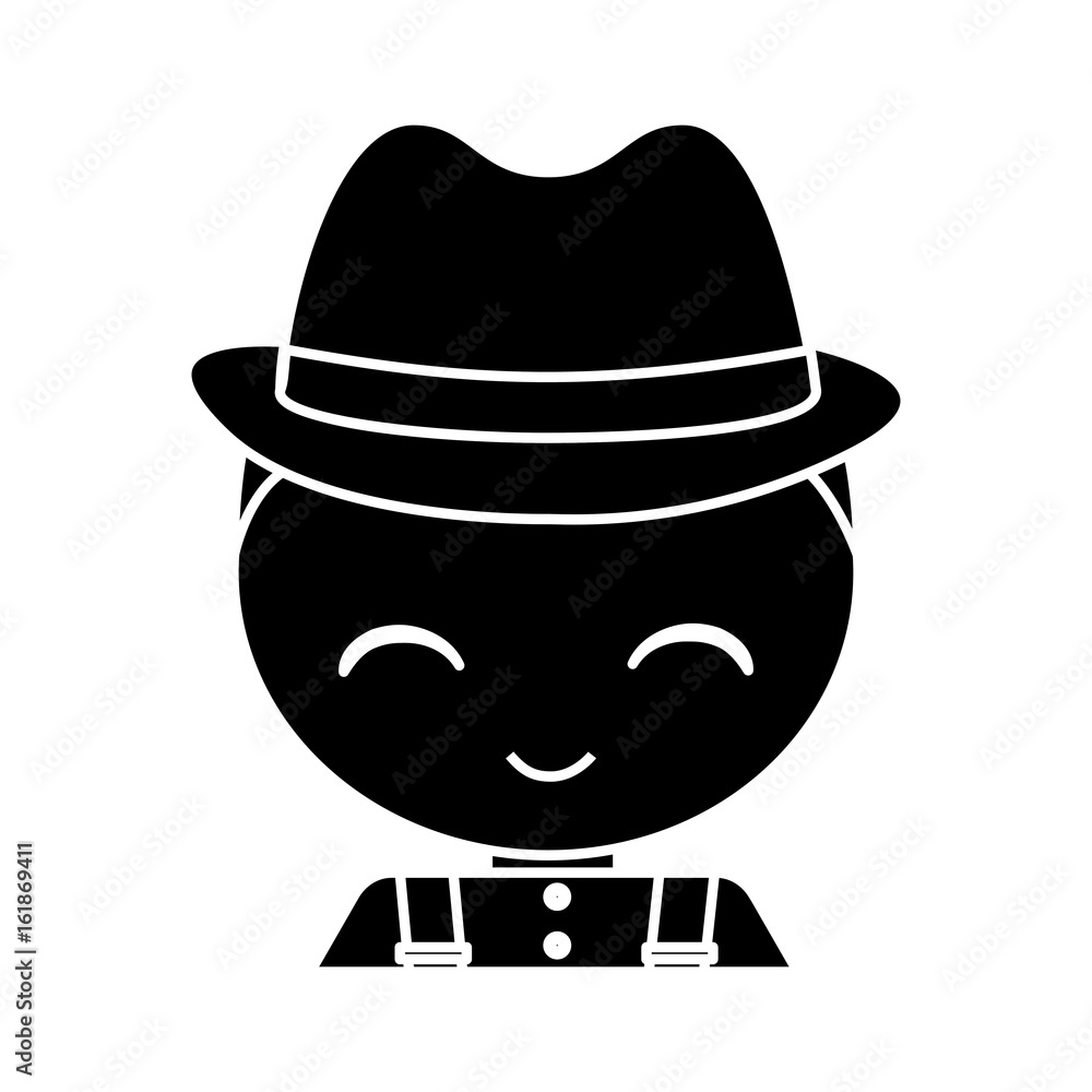 man face wearing hat icon over white background vector illustration