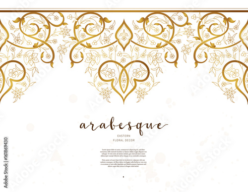 Golden seamless border in Eastern style.