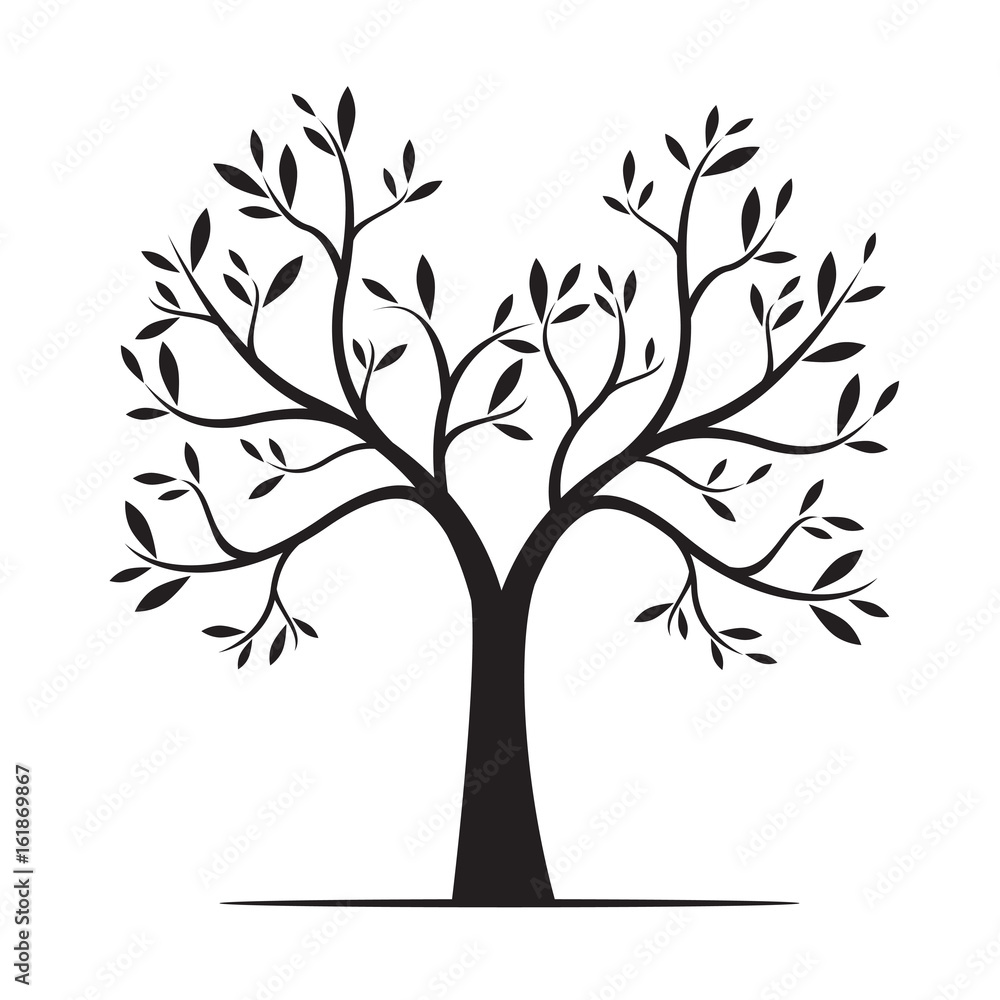 Fototapeta premium Natural Tree with Leaves. Vector Illustration.